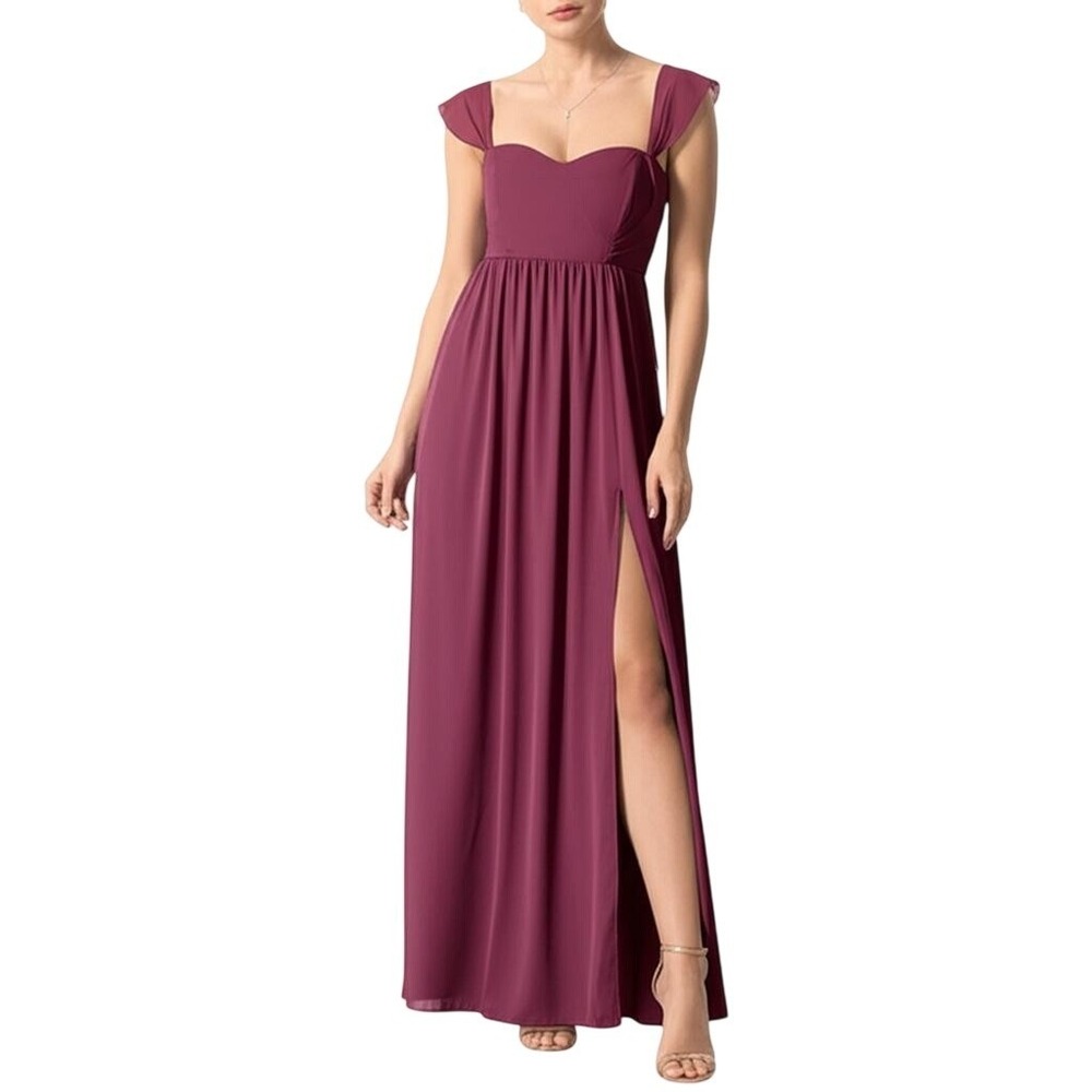 Birdy Grey August Convertible Dress Women Medium Cabernet New Front Slit Maxi
